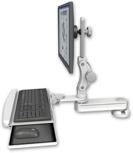 [T2P12-DT2-KDB] AccessMount™ Short single arm T2 Paralink LCD arm desk mount with a wrist-rest keyboard tray