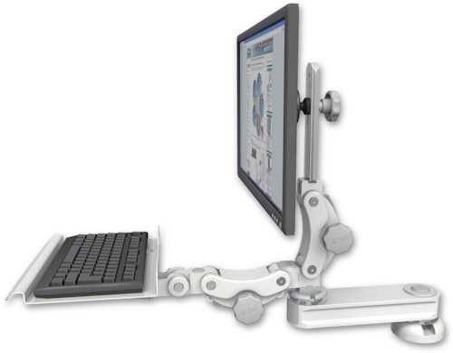 [T2P12-DT2-KP12] AccessMount™ Short single arm T2 Paralink LCD arm desk mount with a 12" paralink keyboard tray