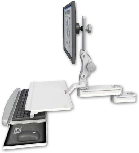 [T2P12-PT2-KUS] AccessMount™ Short single arm T2 Paralink LCD arm mount for a 2" pole with a work surface tray and slide-out keyboard tray