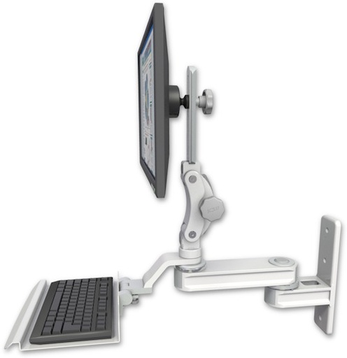 [T2P12-WT2-KU12] AccessMount™ Short single arm T2 Paralink LCD arm wall mount with a 12" keyboard tray