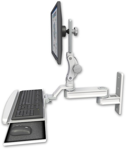 [T2P12-WT2-KUB] AccessMount™ Short single arm T2 Paralink LCD arm wall mount with a wrist-rest keyboard tray