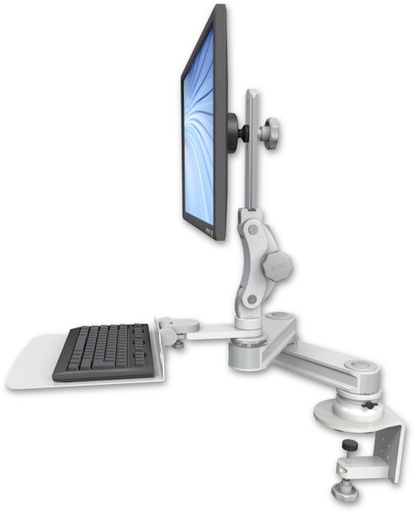 [T2P1212-CT2-KD12F] AccessMount™ Short T2 Paralink LCD arm desk clamp with a 12" flat keyboard tray