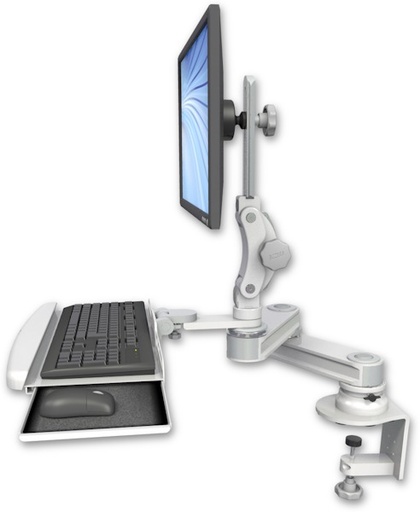 [T2P1212-CT2-KDB] AccessMount™ Short T2 Paralink LCD arm desk clamp with a wrist-rest keyboard tray