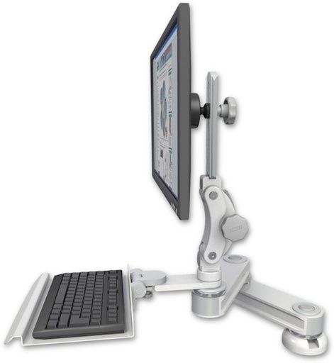 [T2P1212-DT2-KD12] AccessMount™ Short T2 Paralink LCD arm desk mount with a 12" keyboard tray