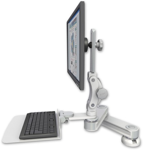 [T2P1212-DT2-KD12F] AccessMount™ Short T2 Paralink LCD arm desk mount with a 12" flat keyboard tray