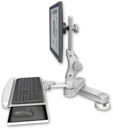 [T2P1212-DT2-KDB] AccessMount™ Short T2 Paralink LCD arm desk mount with a wrist-rest keyboard tray