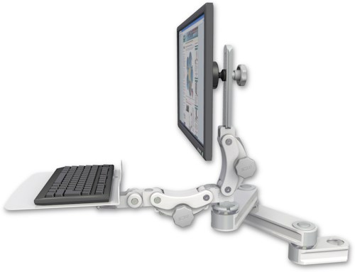 [T2P1212-PT2-KP12F] AccessMount™ Short T2 Paralink LCD arm mount for a 2" pole with a 12" flat paralink keyboard tray