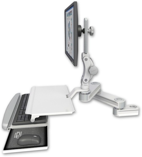 [T2P1212-PT2-KUS] AccessMount™ Short T2 Paralink LCD arm mount for a 2" pole with a work surface tray and slide-out keyboard tray