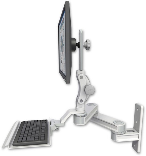 [T2P1212-WT2-KU12] AccessMount™ Short T2 Paralink LCD arm wall mount with a 12" keyboard tray