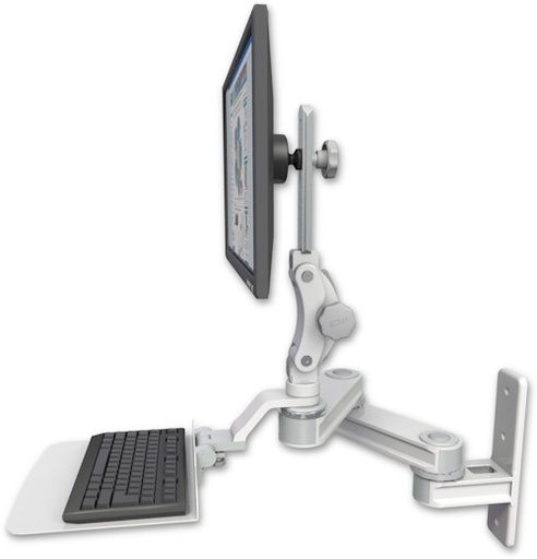 [T2P1212-WT2-KU12F] AccessMount™ Short T2 Paralink LCD arm wall mount with a 12" flat keyboard tray