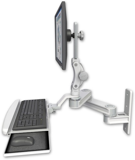 [T2P1212-WT2-KUB] AccessMount™ Short T2 Paralink LCD arm wall mount with a wrist-rest keyboard tray