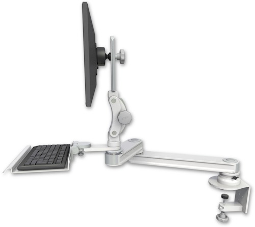 [T2P1220-CT2-KD12] AccessMount™ Medium T2 Paralink LCD arm desk clamp with a 12" keyboard tray