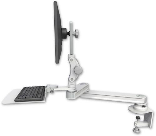 [T2P1220-CT2-KD12F] AccessMount™ Medium T2 Paralink LCD arm desk clamp with a 12" flat keyboard tray