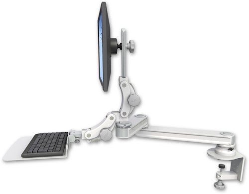[T2P1220-CT2-KP12F] AccessMount™ Medium T2 Paralink LCD arm desk clamp with a 12" flat paralink keyboard tray