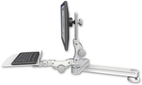 [T2P1220-DT2-KP12F] AccessMount™ Medium T2 Paralink LCD arm desk mount with a 12" flat paralink keyboard tray