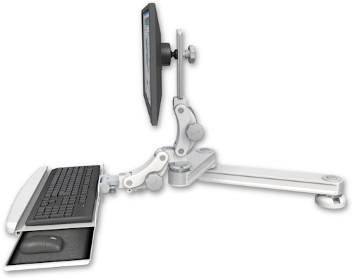[T2P1220-DT2-KPB] AccessMount™ Medium T2 Paralink LCD arm desk mount with a paralink keyboard tray w/ wrist rest bend