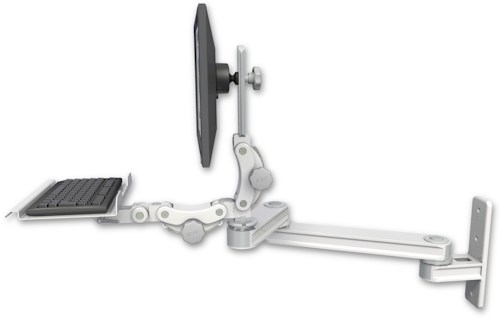 [T2P1220-WT2-KP12] AccessMount™ Medium T2 Paralink LCD arm wall mount with a 12" paralink keyboard tray