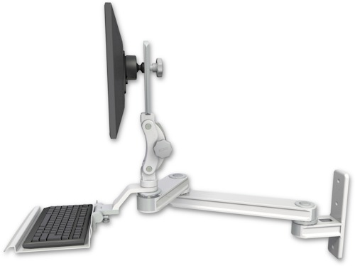 [T2P1220-WT2-KU12] AccessMount™ Medium T2 Paralink LCD arm wall mount with a 12" keyboard tray