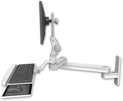 [T2P1220-WT2-KUB] AccessMount™ Medium T2 Paralink LCD arm wall mount with a wrist-rest keyboard tray