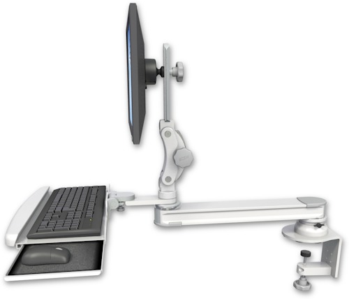 [T2P20-CT2-KDB] AccessMount™ Long single arm T2 Paralink LCD arm desk clamp with a wrist-rest keyboard tray