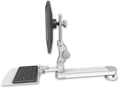 [T2P20-DT2-KD12F] AccessMount™ Long single arm T2 Paralink LCD arm desk mount with a 12" flat keyboard tray