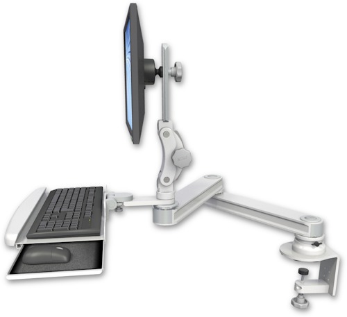 [T2P2020-CT2-KDB] AccessMount™ Long T2 Paralink LCD arm desk clamp with a wrist-rest keyboard tray
