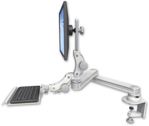 [T2P2020-CT2-KP12] AccessMount™ Long T2 Paralink LCD arm desk clamp with a 12" paralink keyboard tray