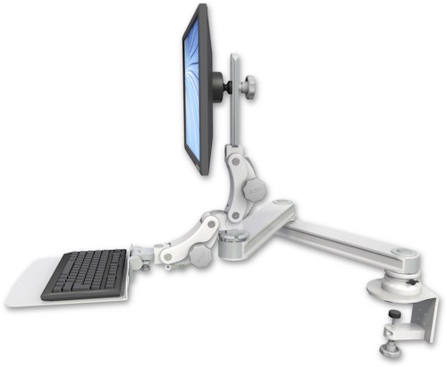 [T2P2020-CT2-KP12F] AccessMount™ Long T2 Paralink LCD arm desk clamp with a 12" flat paralink keyboard tray