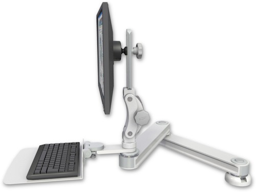 [T2P2020-DT2-KD12F] AccessMount™ Long T2 Paralink LCD arm desk mount with a 12" flat keyboard tray