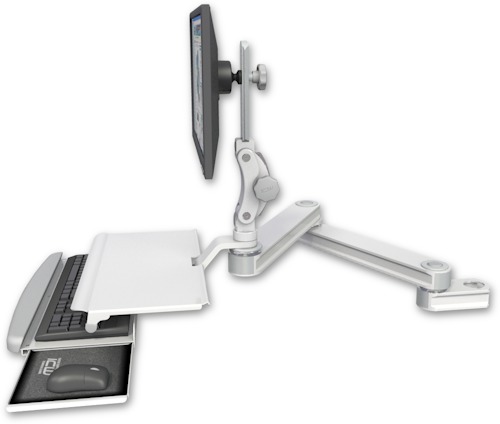 [T2P2020-PT2-KUS] AccessMount™ Long T2 Paralink LCD arm mount for a 2" pole with a work surface tray and slide-out keyboard tray