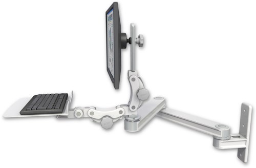 [T2P2020-WT2-KP12F] AccessMount™ Long T2 Paralink LCD arm wall mount with a 12" flat paralink keyboard tray