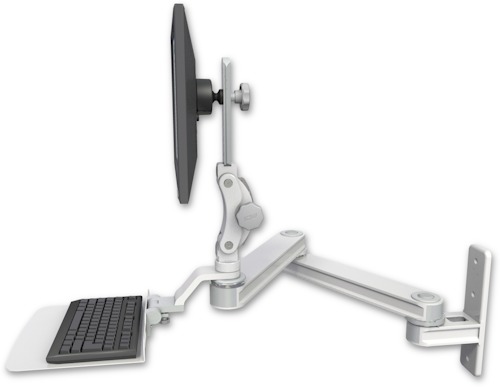 [T2P2020-WT2-KU12F] AccessMount™ Long T2 Paralink LCD arm wall mount with a 12" flat keyboard tray