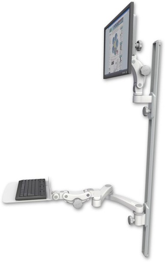 [UL550-T50D-KP12F-A2] AccessMount™ Ultra 550 LCD mount on a 50" wall track with separate arms, a 12" flat paralink keyboard tray, and a 20" double-arm
