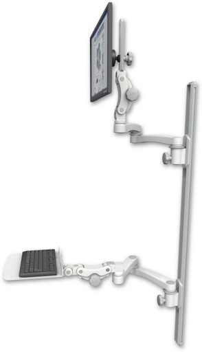 [UL550-T50D-KP12F-A4] AccessMount™ Ultra 550 LCD mount on a 50" wall track with separate arms, a 12" flat paralink keyboard tray, and two 20" double-arms