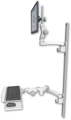 [UL550-T50D-KPB-A3] AccessMount™ Ultra 550 LCD mount on a 50" wall track with separate arms, a paralink keyboard tray w/ wrist rest bend, and an 11" arm and 20" double-arm