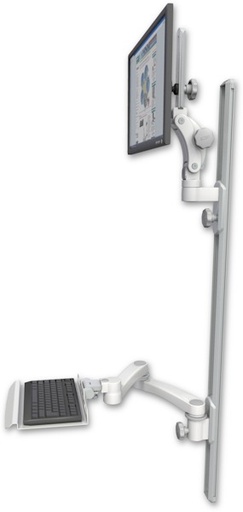 [UL550-T50D-KU12-A2] AccessMount™ Ultra 550 LCD mount on a 50" wall track with separate arms, a 12" keyboard tray, and a 20" double-arm