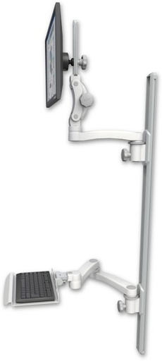 [UL550-T50D-KU12-A3] AccessMount™ Ultra 550 LCD mount on a 50" wall track with separate arms, a 12" keyboard tray, and an 11" arm and 20" double-arm