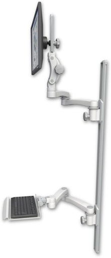[UL550-T50D-KU12-A4] AccessMount™ Ultra 550 LCD mount on a 50" wall track with separate arms, a 12" keyboard tray, and two 20" double-arms