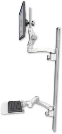 [UL550-T50D-KU12F-A3] AccessMount™ Ultra 550 LCD mount on a 50" wall track with separate arms, a 12" flat keyboard tray, and an 11" arm and 20" double-arm