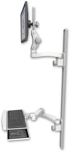 [UL550-T50D-KUB-A3] AccessMount™ Ultra 550 LCD mount on a 50" wall track with separate arms, a wrist-rest keyboard tray, and an 11" arm and 20" double-arm