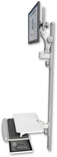 [UL550-T50D-KUS] AccessMount™ Ultra 550 LCD mount on a 50" wall track with separate arms and a work surface tray and slide-out keyboard tray