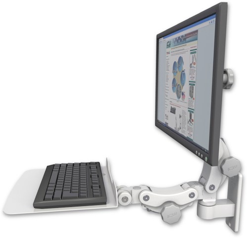 [UL550-W2-KP12F] AccessMount™ Ultra 550 LCD wall mount with a 12" flat paralink keyboard tray