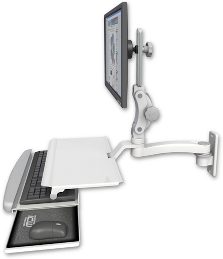 [UL550-W2-KUS-A1] AccessMount™ Ultra 550 LCD wall mount with a work surface tray and slide-out keyboard tray and an 11" arm