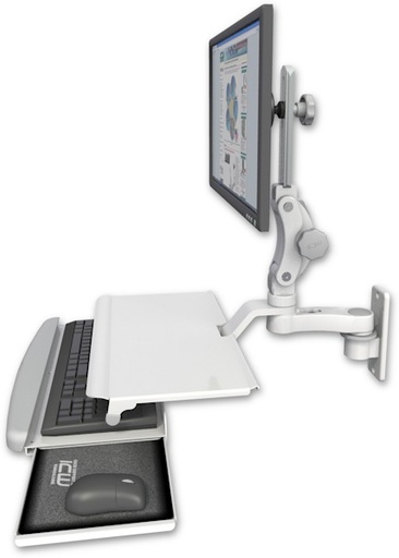 [UL550-W2-KUS-AS1] AccessMount™ Ultra 550 LCD wall mount with a work surface tray and slide-out keyboard tray and an 6" arm