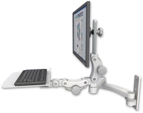[UL550-W3-KP12F-A2] AccessMount™ Ultra 550 LCD wall mount with a 12" flat paralink keyboard tray and a 20" double-arm