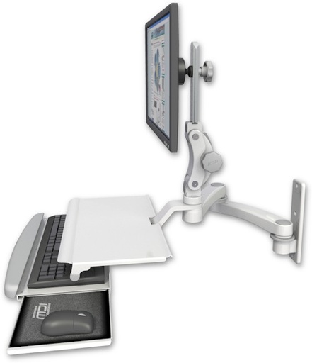 [UL550-W3-KUS-A2] AccessMount™ Ultra 550 LCD wall mount with a work surface tray and slide-out keyboard tray and a 20" double-arm