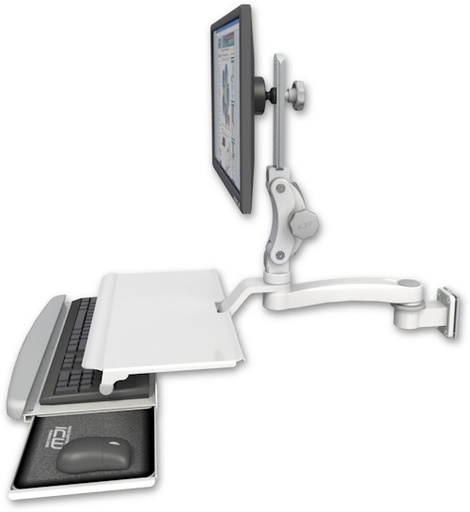 [UL550-W5-KUS-A1] AccessMount™ Ultra 550 LCD 3.5" wall mount with a work surface tray and slide-out keyboard tray and an 11" arm