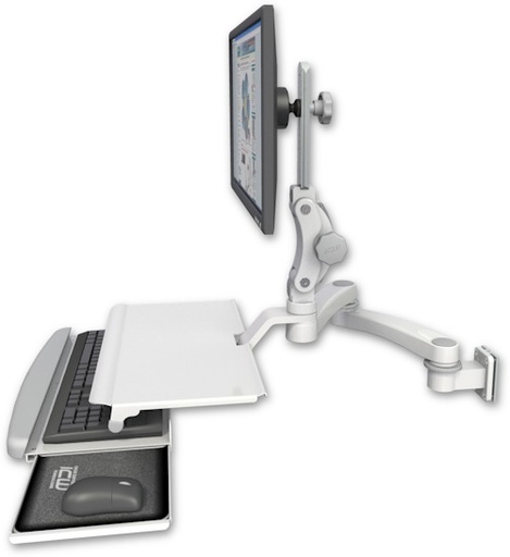 [UL550-W5-KUS-A2] AccessMount™ Ultra 550 LCD 3.5" wall mount with a work surface tray and slide-out keyboard tray and a 20" double-arm
