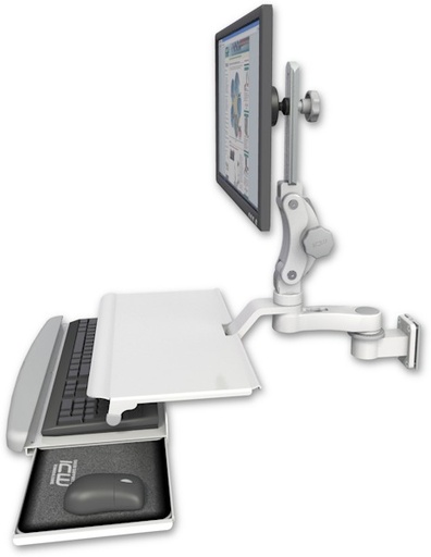 [UL550-W5-KUS-AS1] AccessMount™ Ultra 550 LCD 3.5" wall mount with a work surface tray and slide-out keyboard tray and an 6" arm