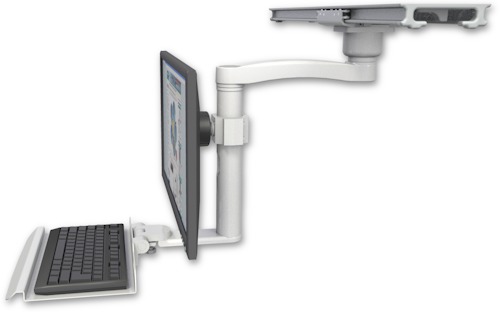 [ULBVI-PS28-D0-KD12-A1] AccessMount™ Ultra ball pivot LCD mount on a ProSlide 28" track slider with a 12" keyboard tray and an 11" arm